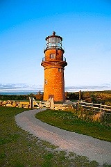 Brick Lighthouse Tower on Hilltop of Marthas Vineyard